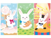 緞帶兔異想世界-可愛動物背景插圖